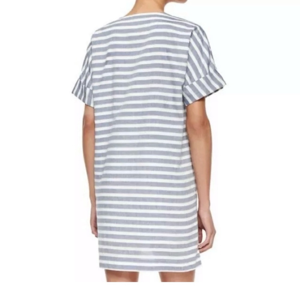 ATM Anthony Thomas Melillio Striped Grey Textured Shift Dress Cotton XS - Picture 2 of 7